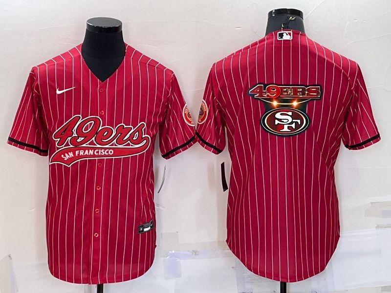 Men San Francisco 49ers Blank Red stripe 2022 Nike Co branded NFL Jersey3